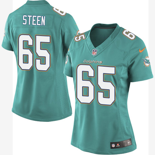 Women's Elite Anthony Steen Nike Jersey Aqua Green Home - #65 NFL Miami Dolphins